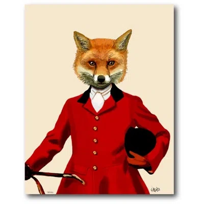 Courtside Market 'fox Hunter Portrait' Painting Print On Wrapped Canvas In Red;beige;orange