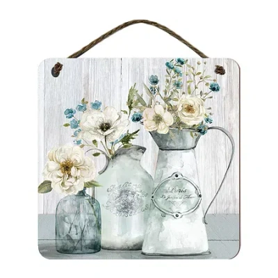 Courtside Market French Garden 12x12 Artboard With Twine Wood Wall Art In Gray