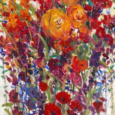 Courtside Market 'fresh-cut Flowers Ii' Painting Print On Canvas In Green;red;orange