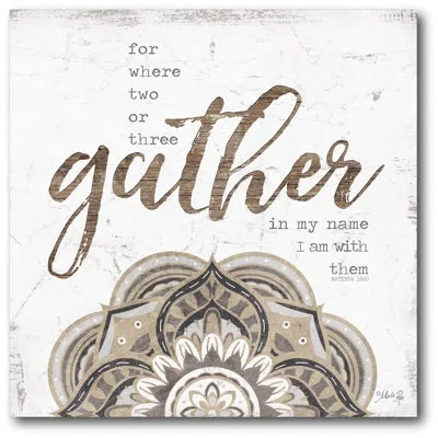 Courtside Market 'gather' Textual Art On Wrapped Canvas In White;beige