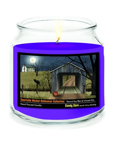 Courtside Market Halloween Collection Black Cat With Jack-o-lantern Candy Corn Soy Wax Candle In Multi