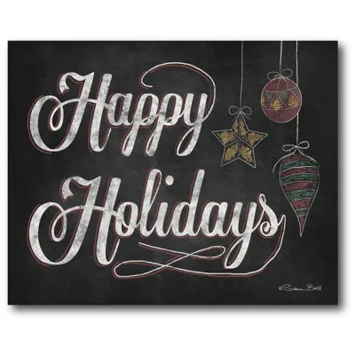 Courtside Market 'happy Holidays Chalkboard' Painting Print On Wrapped Canvas Wall Art In Black;white;red