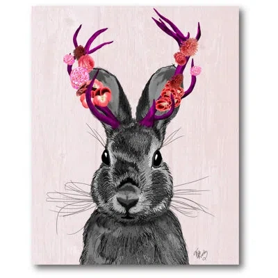 Courtside Market 'jackalope With Pink Antlers' Painting Print On Wrapped Canvas In Black;red;pink