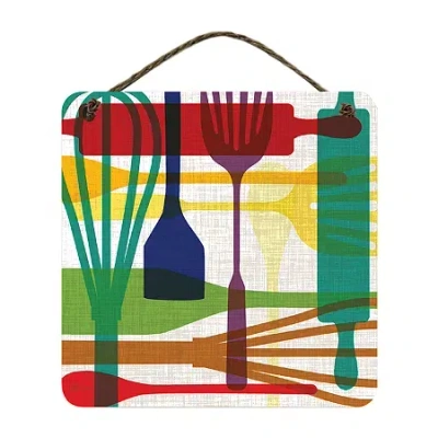 Courtside Market Kitchen I 12x12 Artboard With Twine Wood Wall Art In Multi