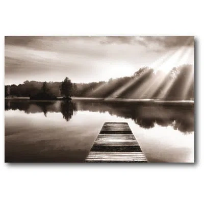 Courtside Market Lake Dock Photographic Print On Wrapped Canvas In Black;gray