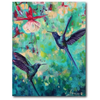 Courtside Market 'love Bird' Painting Print On Wrapped Canvas In Blue