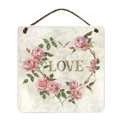 Courtside Market Love Hearte 12x12 Artboard With Twine Wood Wall Art In Multi