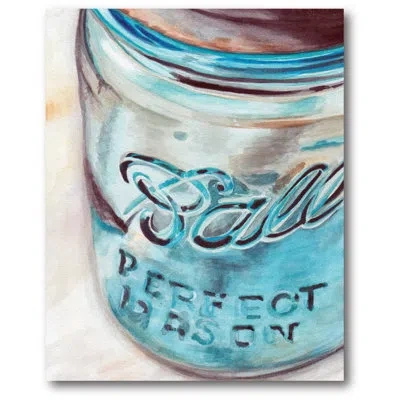 Courtside Market 'mason Jar I' Painting Print On Wrapped Canvas In Teal