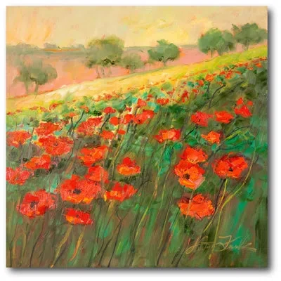 Courtside Market 'meadow Tuscany Ii' Print On Canvas In Green;red;yellow