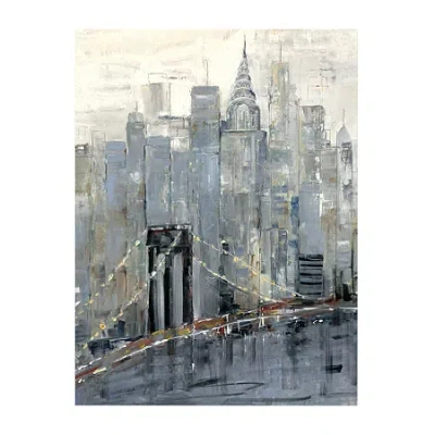 Courtside Market Midtown Morning 20x24 Canvas Art In Gray
