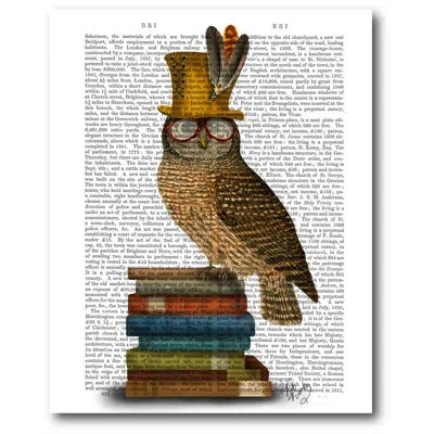 Courtside Market 'owl On Books' Graphic Art On Wrapped Canvas In Blue;brown;red