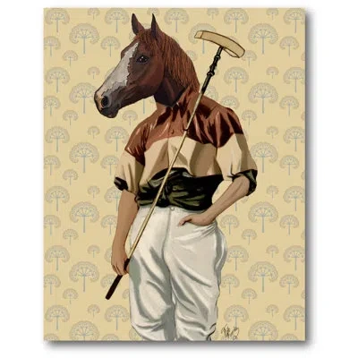 Courtside Market 'polo Horse' Painting Print On Wrapped Canvas In Brown;gray;yellow
