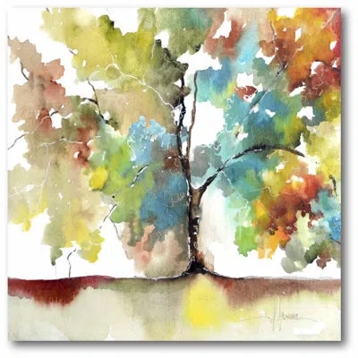 Courtside Market 'rainbow Trees Iii' Painting Print On Wrapped Canvas In Green;yellow