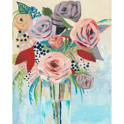 Courtside Market 'roseate Posy Ii' Painting Print On Canvas In Blue;gray;pink