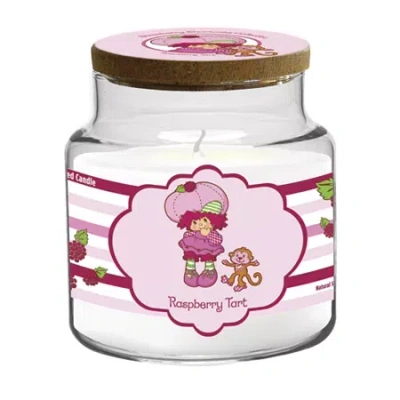 Courtside Market Strawberry Shortcake 18 oz Raspberry Tart Striped Scented Jar Candle In Pink