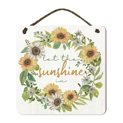Courtside Market Sunshine 12x12 Artboard With Twine Wood Wall Art In White