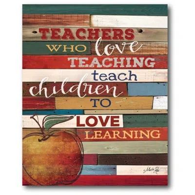 Courtside Market Teacher Textual Art On Canvas In Brown;green;red
