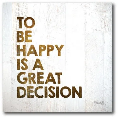 Courtside Market 'to Be Happy' Textual Art On Wrapped Canvas In Gold