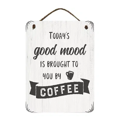 Courtside Market Todays Mood 12x16 Artboard With Twine Wood Wall Art In White