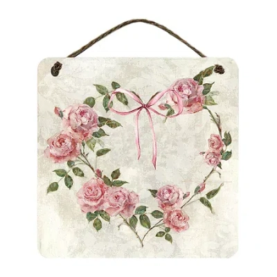 Courtside Market Wreath 12x12 Artboard With Twine Wood Wall Art In Pink