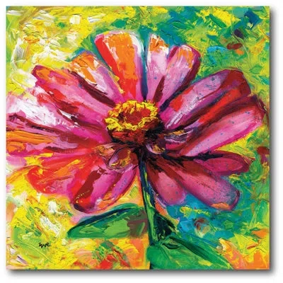 Courtside Market 'zinnia Ampersand' Painting Print On Wrapped Canvas In Yellow;pink