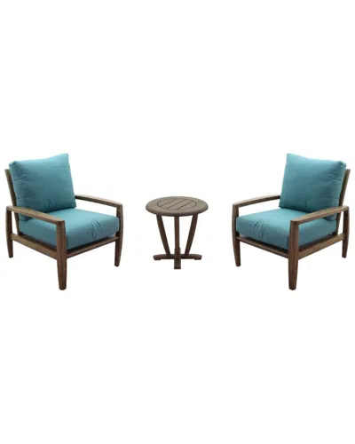 Courtyard Casual Avalon Teak 3pc Balcony Set In Blue