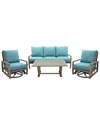 Courtyard Casual Avalon Teak 4pc Motion Seating Set