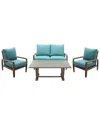 Courtyard Casual Avalon Teak Loveseat 4pc Seating Set