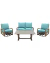 Courtyard Casual Avalon Teak Motion 4pc Seating Set