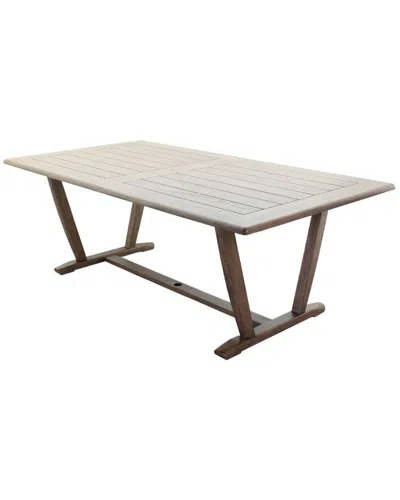 Courtyard Casual Avalon Teak Rectangle Dining Table With Umbrella Hole In Brown