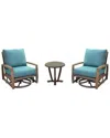 Courtyard Casual Avalon Teak Round 3pc Motion Balcony Set
