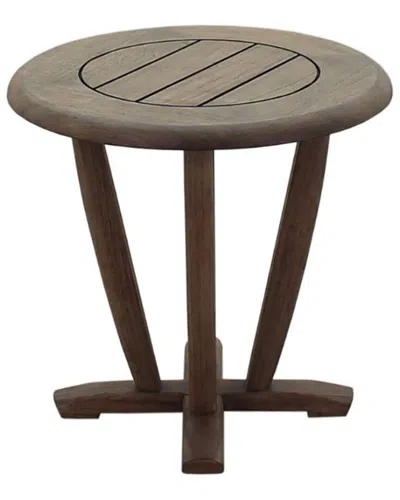 Courtyard Casual Avalon Teak Round End Table In Brown