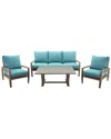 Courtyard Casual Avalon Teak Sofa 4pc Seating Set