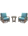 Courtyard Casual Avalon Teak Square 3pc Motion Balcony Set