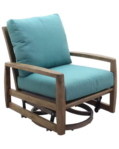 Courtyard Casual Avalon Teak Swivel Glider In Blue