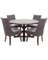 Courtyard Casual Bermuda Fsc Teak 5pc 48in Round Dining Set With 1 Table And 4  Dining Chairs In Taupe