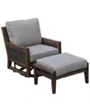 Courtyard Casual Bermuda Teak 2pc Swivel Glider And Ottoman Set In Taupe