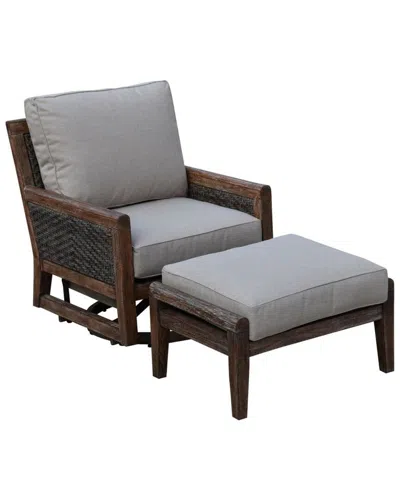 Courtyard Casual Bermuda Teak 2pc Swivel Glider And Ottoman Set In Taupe