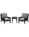 Courtyard Casual Bermuda Teak 3pc Balcony Set In Taupe
