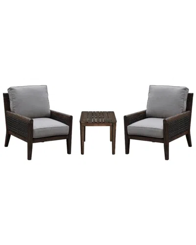 Courtyard Casual Bermuda Teak 3pc Balcony Set In Taupe