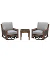 Courtyard Casual Bermuda Teak 3pc Motion Balcony Set In Taupe