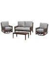 Courtyard Casual Bermuda Teak 4pc Motion Seating Set In Taupe