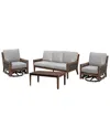 Courtyard Casual Bermuda Teak 4pc Sofa Motion Seating Set In Taupe