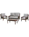 Courtyard Casual Bermuda Teak Loveseat 4pc Seating Set In Taupe