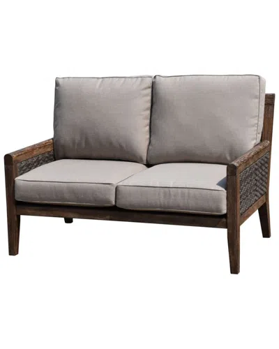 Courtyard Casual Bermuda Teak Loveseat In Taupe