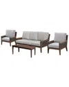 Courtyard Casual Bermuda Teak Sofa 4pc Seating Set In Taupe