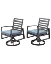 Courtyard Casual Cabo Aluminum 2 Swivel Rocker Dining Chairs In Grey