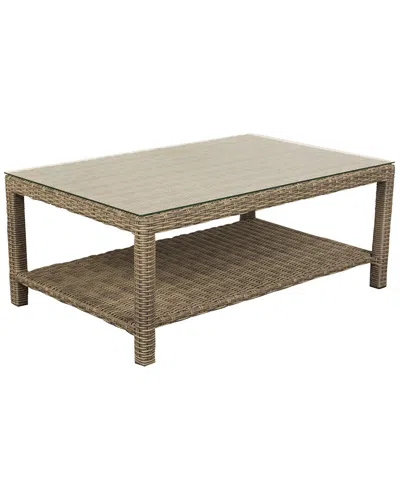 Courtyard Casual Capri Regular Coffee Table Glass Top In Brown