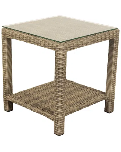 Courtyard Casual Capri Regular End Table Glass Top In Brown