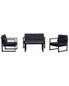 Courtyard Casual Catalina 4pc Seating Group Set With 1 Loveseat, 1 Coffee Table And 2 Club Chairs In Black